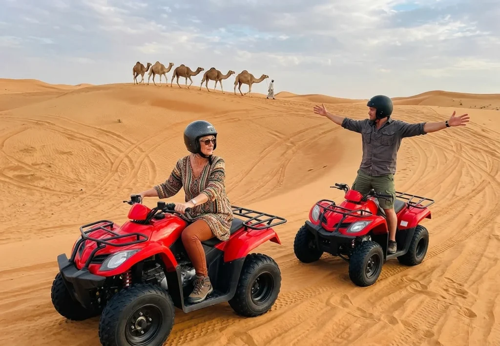 Rider driving a quad bike through the Dubai desert